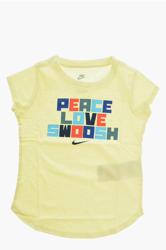 Nike Front Printed Crew-neck T-shirt In Yellow