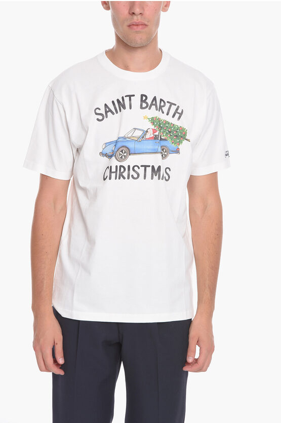 Mc2 Saint Barth Front Printed Crew-neck T-shirt In White