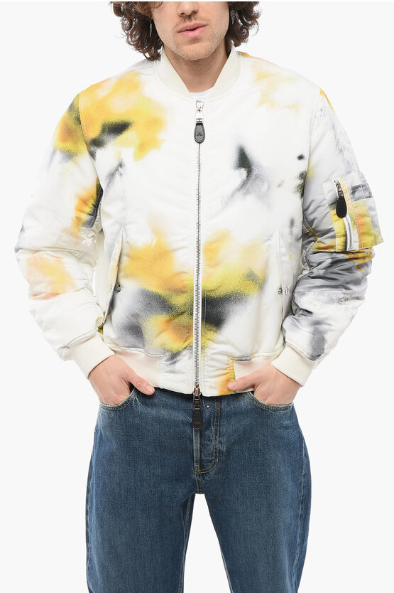 Alexander Mcqueen Front Zipped Blurred Padded Bomber Jacket