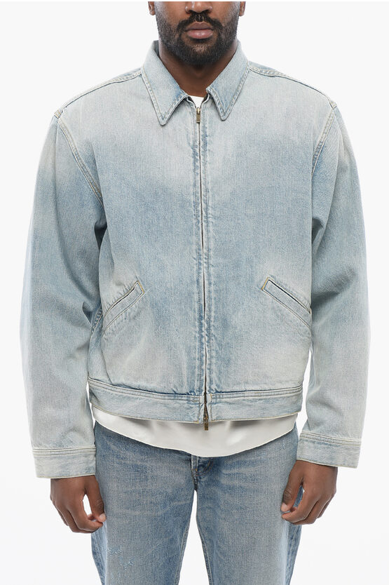 Fear Of God Denim Zip-up Bomber Jacket In Indigo