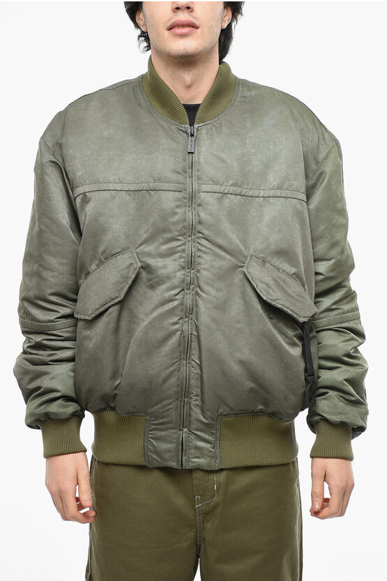 44 Label Group Front Zipped Emil Bomber Jacket In Green