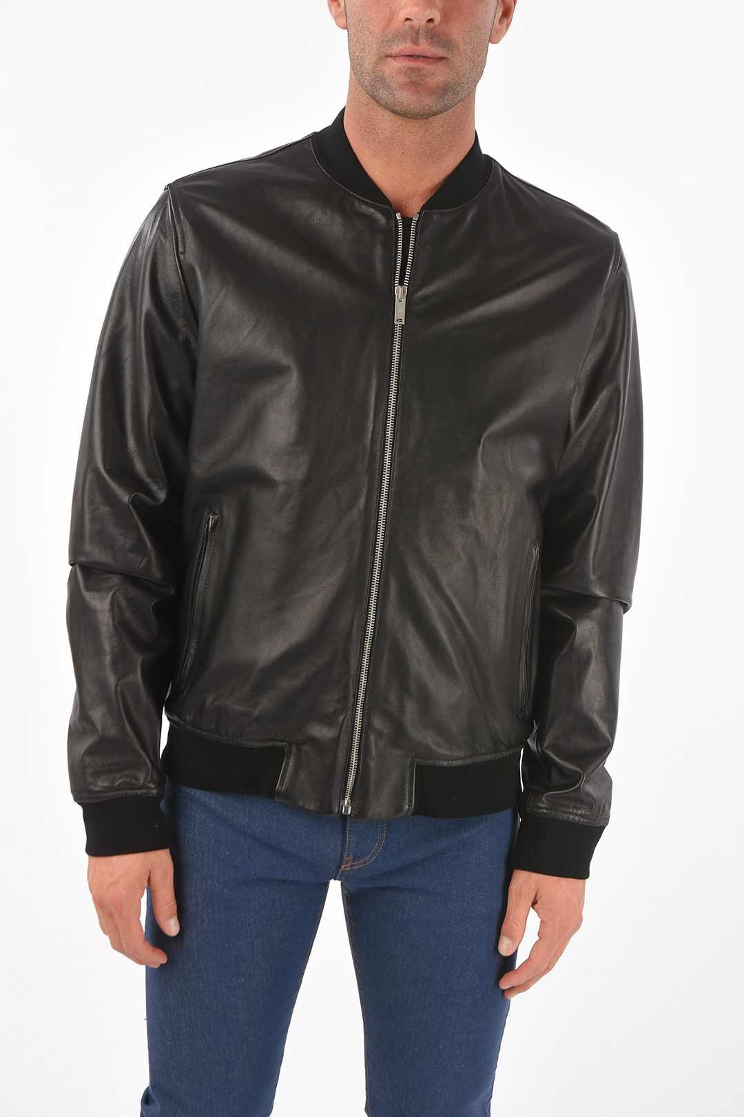 Leather on sale goose bomber