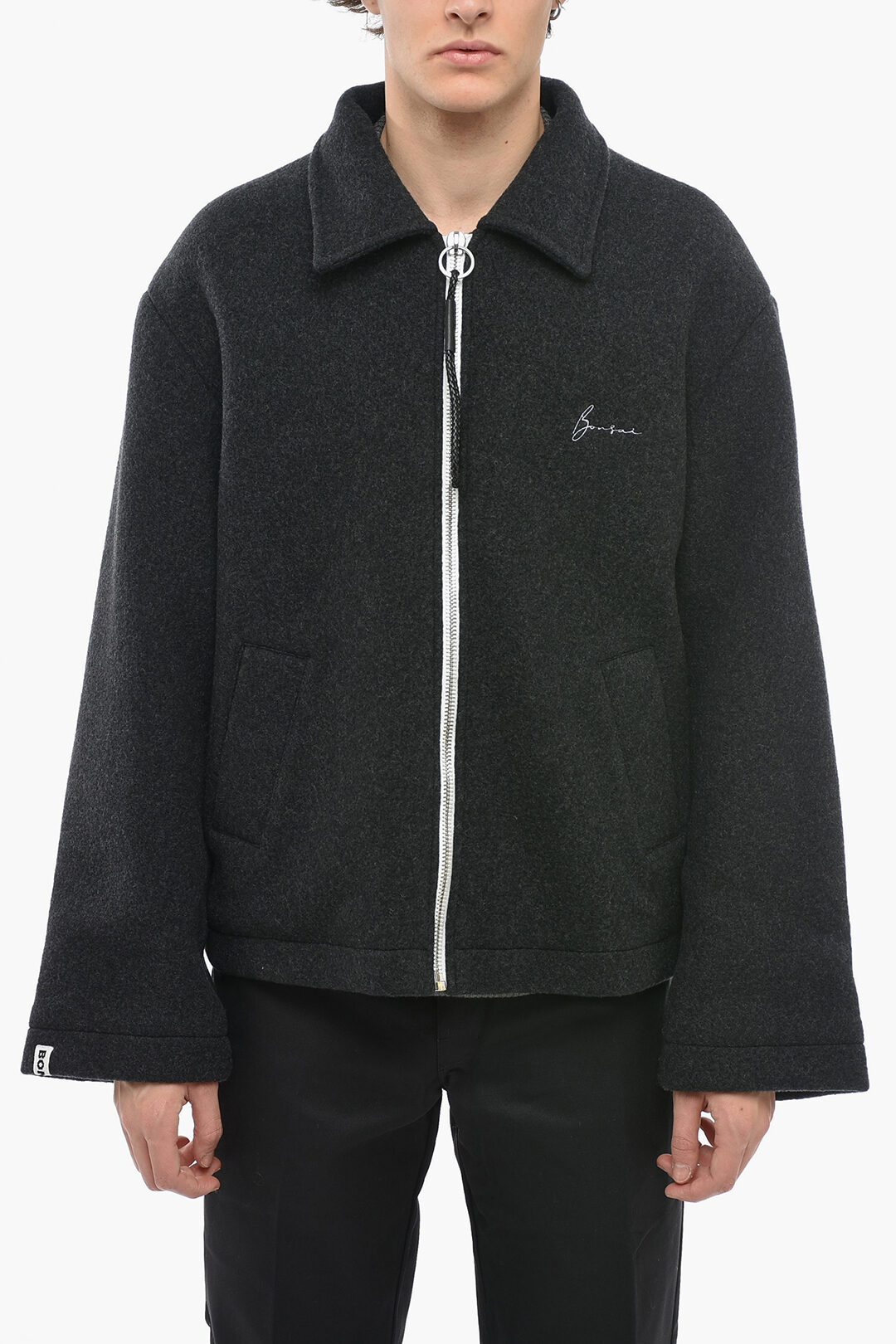 Bonsai Front Zipped Wool Blend Short Coat men Glamood Outlet