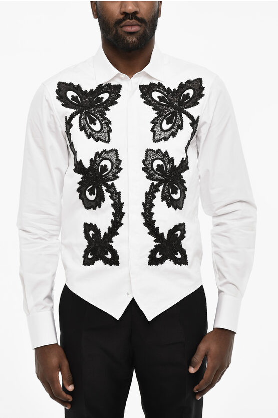 Dsquared2 Frontal Maxi Embroidered Shirt With Spread Collar