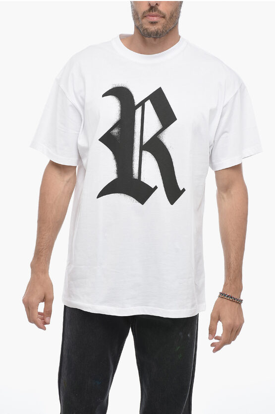 Shop Raf Simons Frontal Maxi Monogram Crew-neck T-shirt