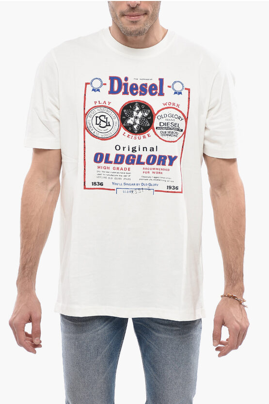 Diesel Frontal Maxi Printed T-just-e36 Crew-neck T-shirt In White