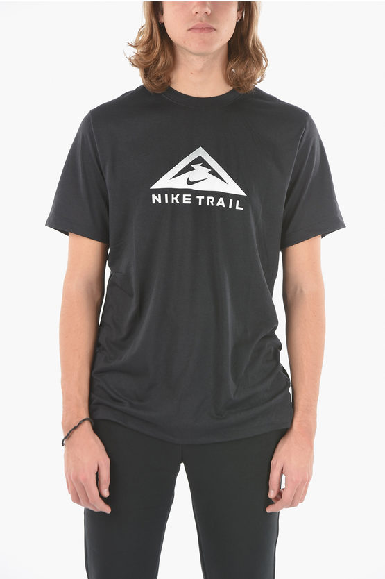 Nike Frontal Printed Dri-fit Crew-neck T-shirt In Black