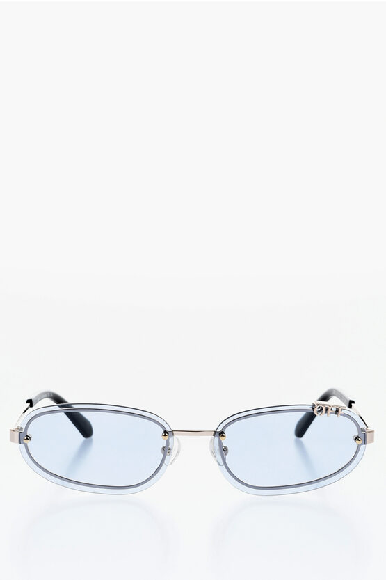 Off-white Full Frame Miami Sunglasses With Logoed Detail In Blue