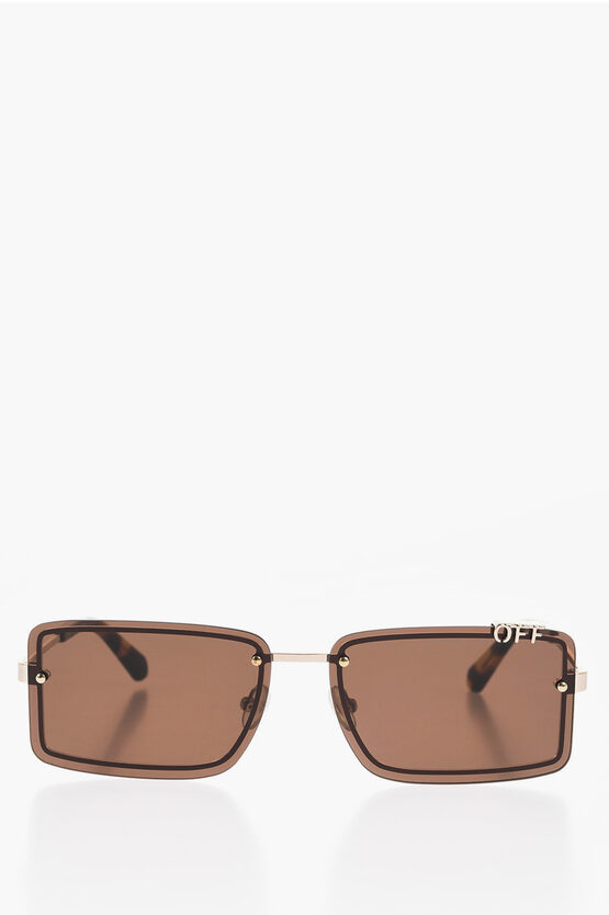 Off-white Full Lense Tampa Sunglasses With Logoed Detail In Brown
