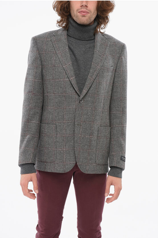 Corneliani Full-time Checkered Virgin Wool Single Breasted Blazer