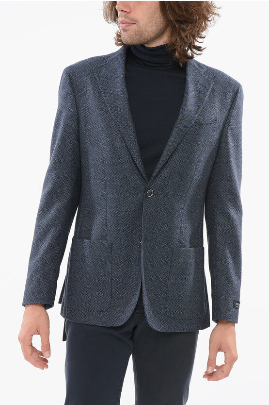 Corneliani Full-time Wool Blend Single Breasted Blazer In Blue