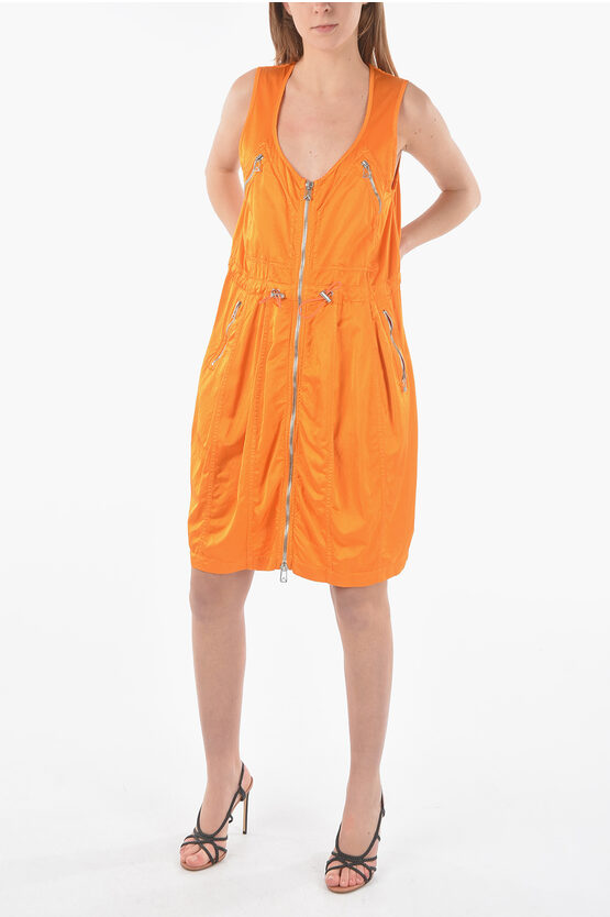 Bottega Veneta Full Zip Closure Mini Utility Dress In Orange
