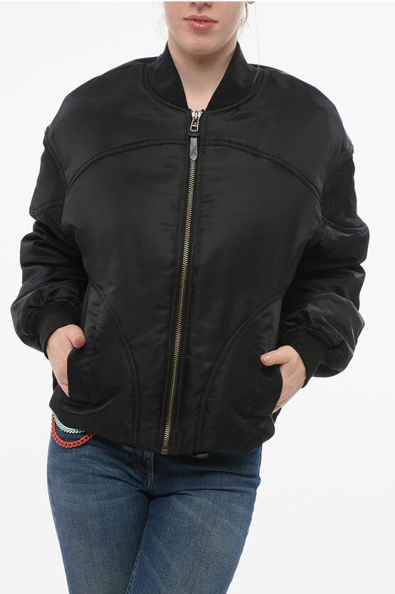 Bacon Full-zip Twill Padded Bomber Jacket In Black