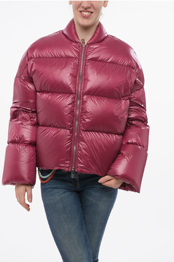 Bacon Full-zipped Fury Bomber Fit Down Jacket In Red