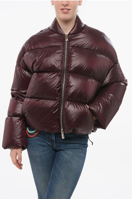 Bacon Full-zipped Storm Fury Bomber Fit Down Jacket In Red