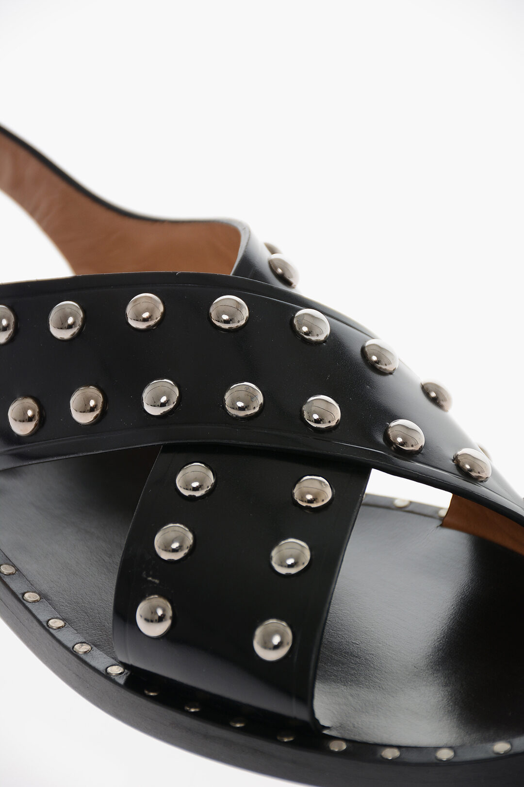 Fumé-leather RHONDA MET Sandals with Stud-embellishment