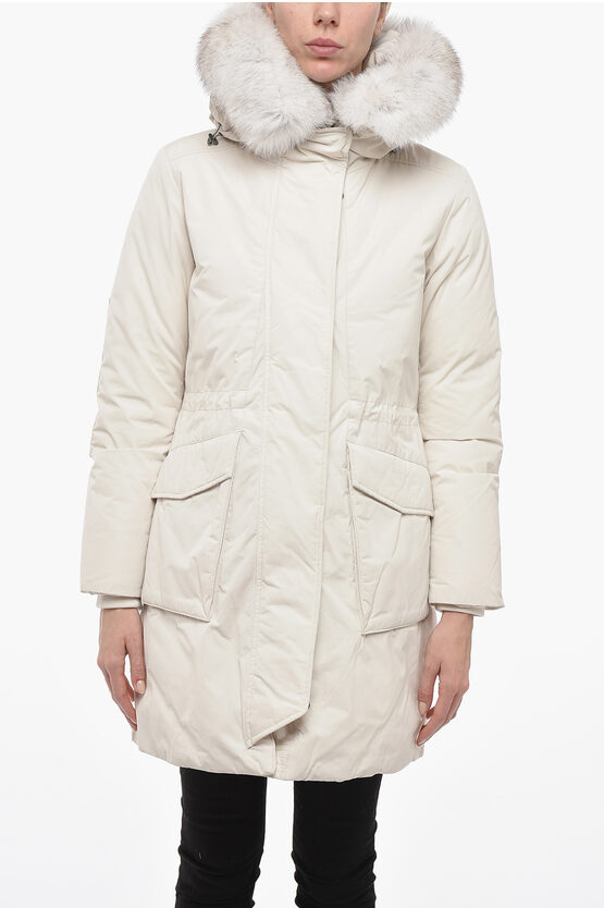 Woolrich Fur Hood Military Padded Parka In White