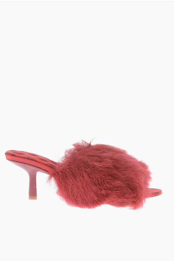 Shop Burberry Fur Open-toe Mules Heel 6 Cm