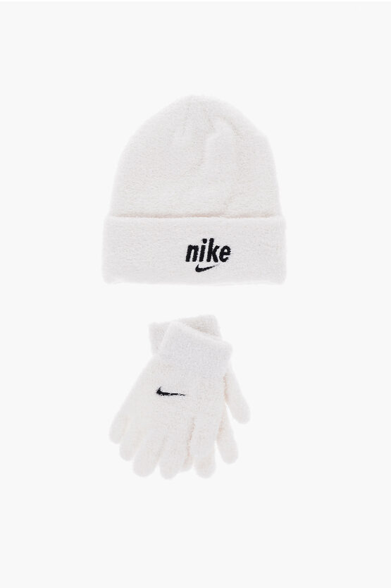 Nike Fuzzy Cozy Glovers And Beanie Set In Multi