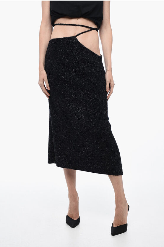 Rotate Birger Christensen Fuzzy Glitter Pencil Skirt With V Waist Band