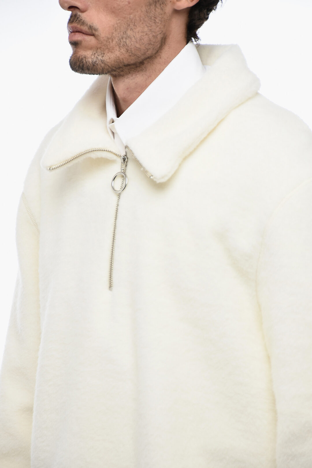 Half Zip Fuzzy Sweater