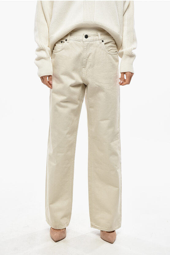 Haikure Gabardine Cotton Bonnie 5 Pockets Pants With Belt Loops In White