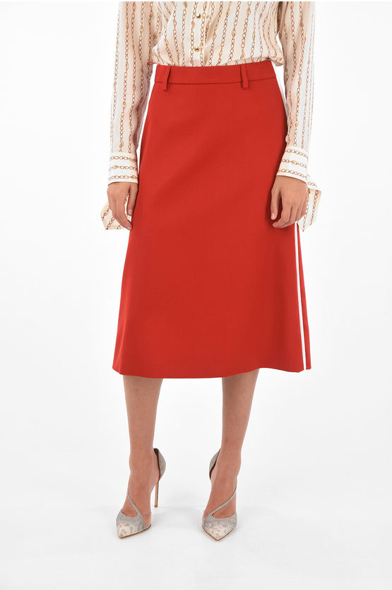 Prada Gabardine Longuette With Side Piping In Red