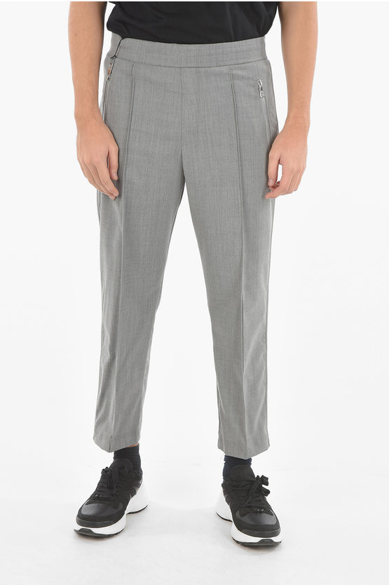 Neil Barrett Gabardine Low-rise Pants With Contrasting Side Pipings In Gray