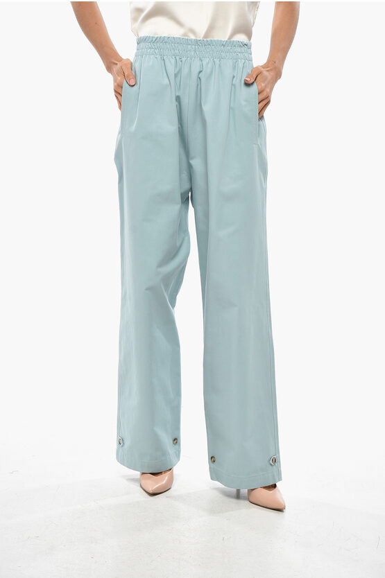 Super Blond Gabardine Pants With Elastic Waistband In Blue