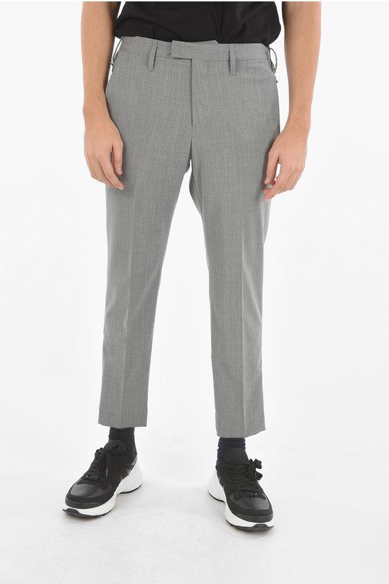 Neil Barrett Gabardine Slim-fit Pants With Ankle Satin Bands In Gray