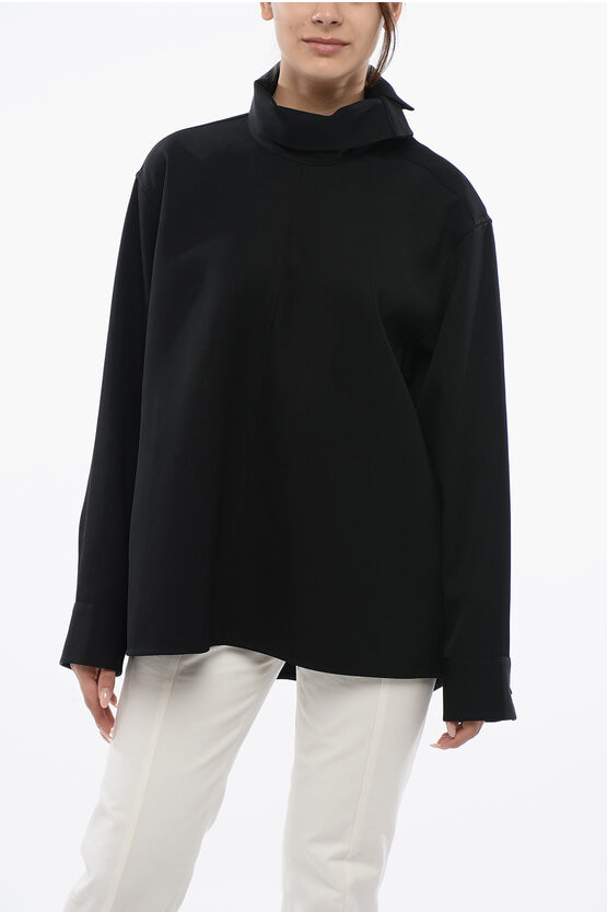 Jil Sander Gabardine Wool Shirt With Button-down Neck