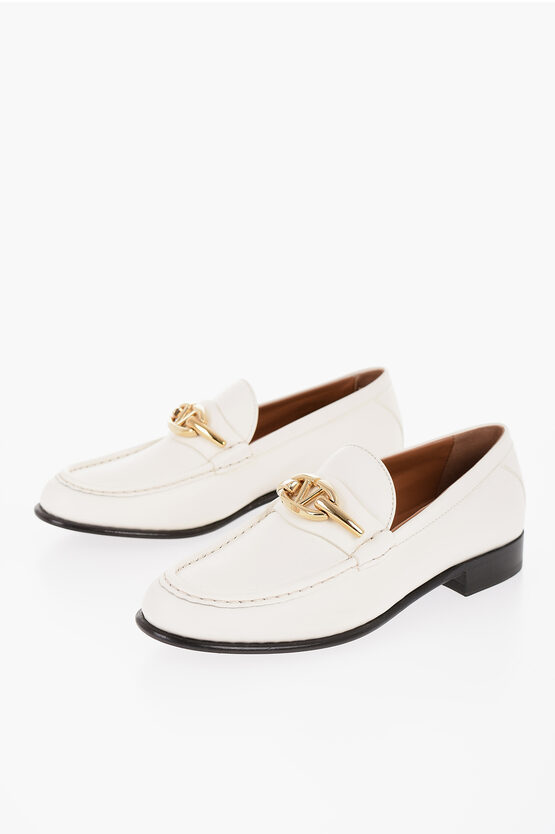 Valentino Gate Vlogo Leather Loafers