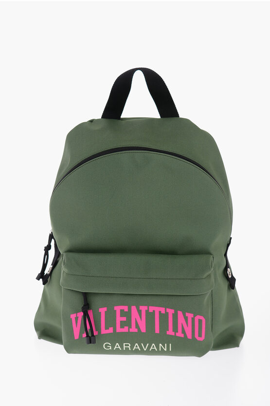 Valentino Garavani Garavani Logo Printed Nylon Backpack In Green