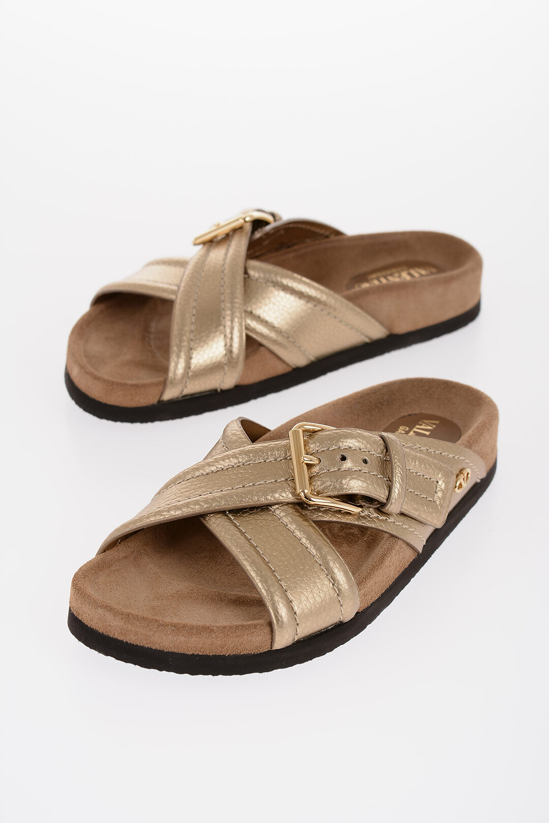Valentino GARAVANI Metallic Textured Leather FUSSFRIEND