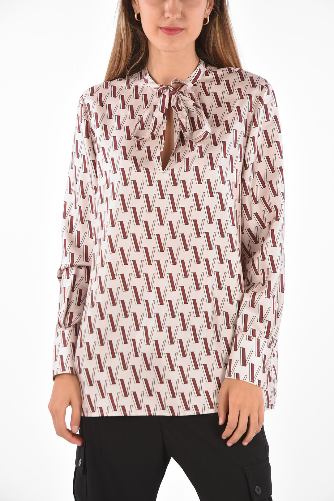 Valentino GARAVANI Monogram Printed Tie Neck Blouse women