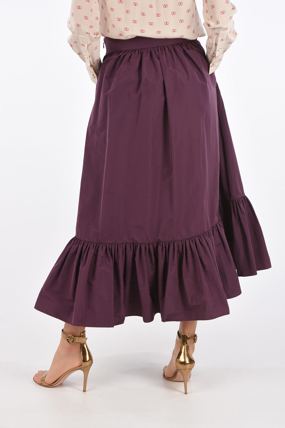 スカート VALENTINO GARAVANI TAFFET FLOUNCED SKIRT VALENTINO GARAVANI Plissé silk-blend taffeta maxi skirt