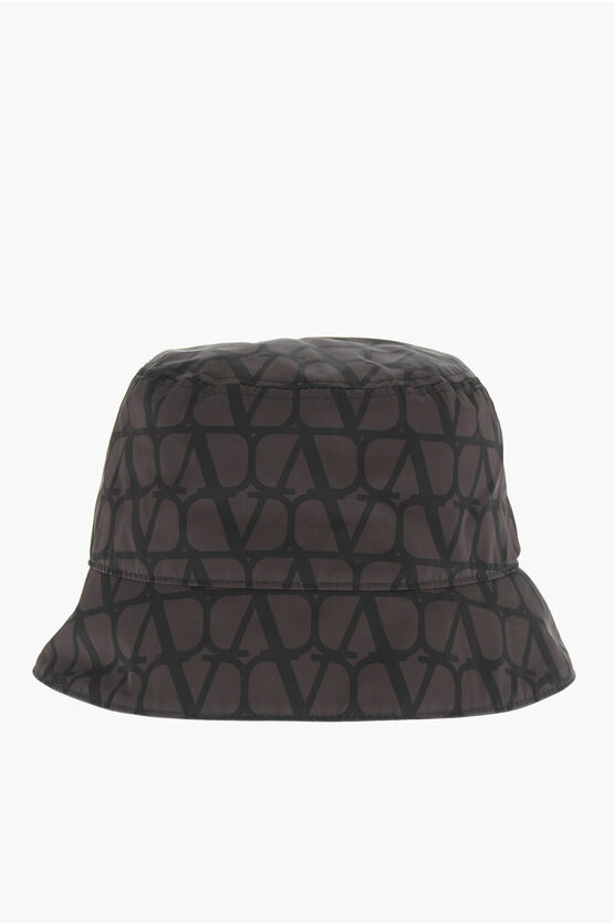 Shop Valentino Garavani Two-tone Bucket Hat With All-over Logo