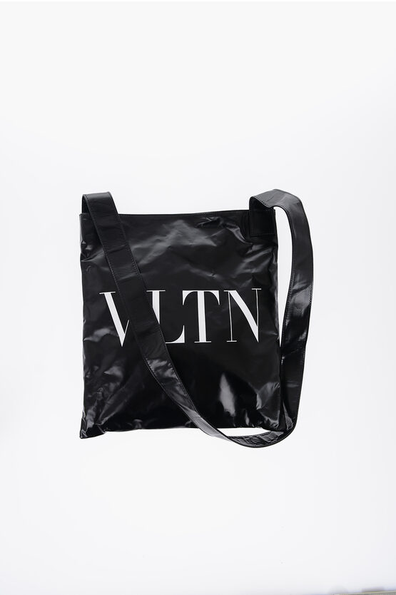 Valentino Garavani Vltn-print Shoulder Bag In Black