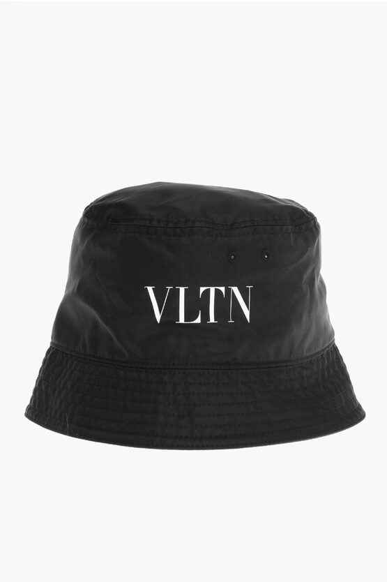 Shop Valentino Garavani Vltn Solid Color Bucket Hat With Contrasting Logo