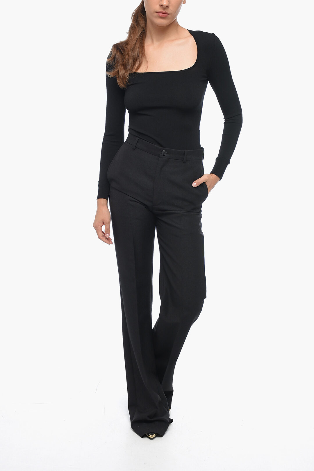 BALENCIAGA garde robe スラックス Balenciaga GARDE-ROBE Wide-leg Pinstriped Pants with Pleat men