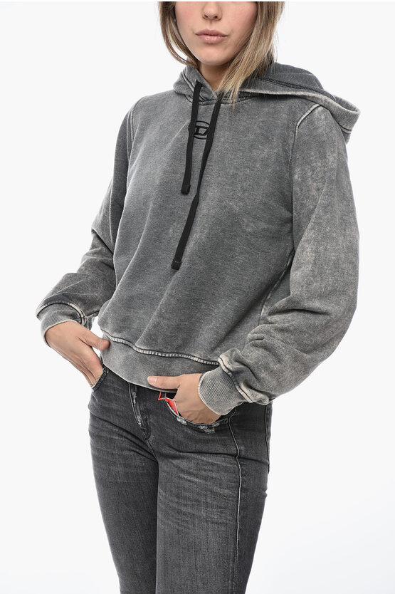 Shop Diesel Garment Dyed Reggy Hoodie With Logo