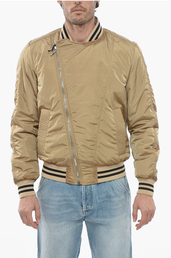 Balmain Gathered Bomber Jacket With Side Fastening In Brown