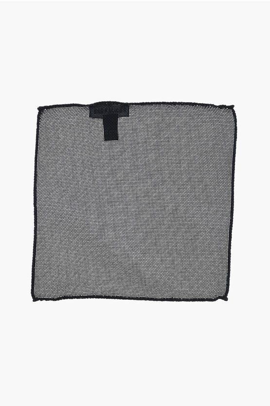 Dsquared2 Solid Color Gauzed Silk Pocket Square In Black