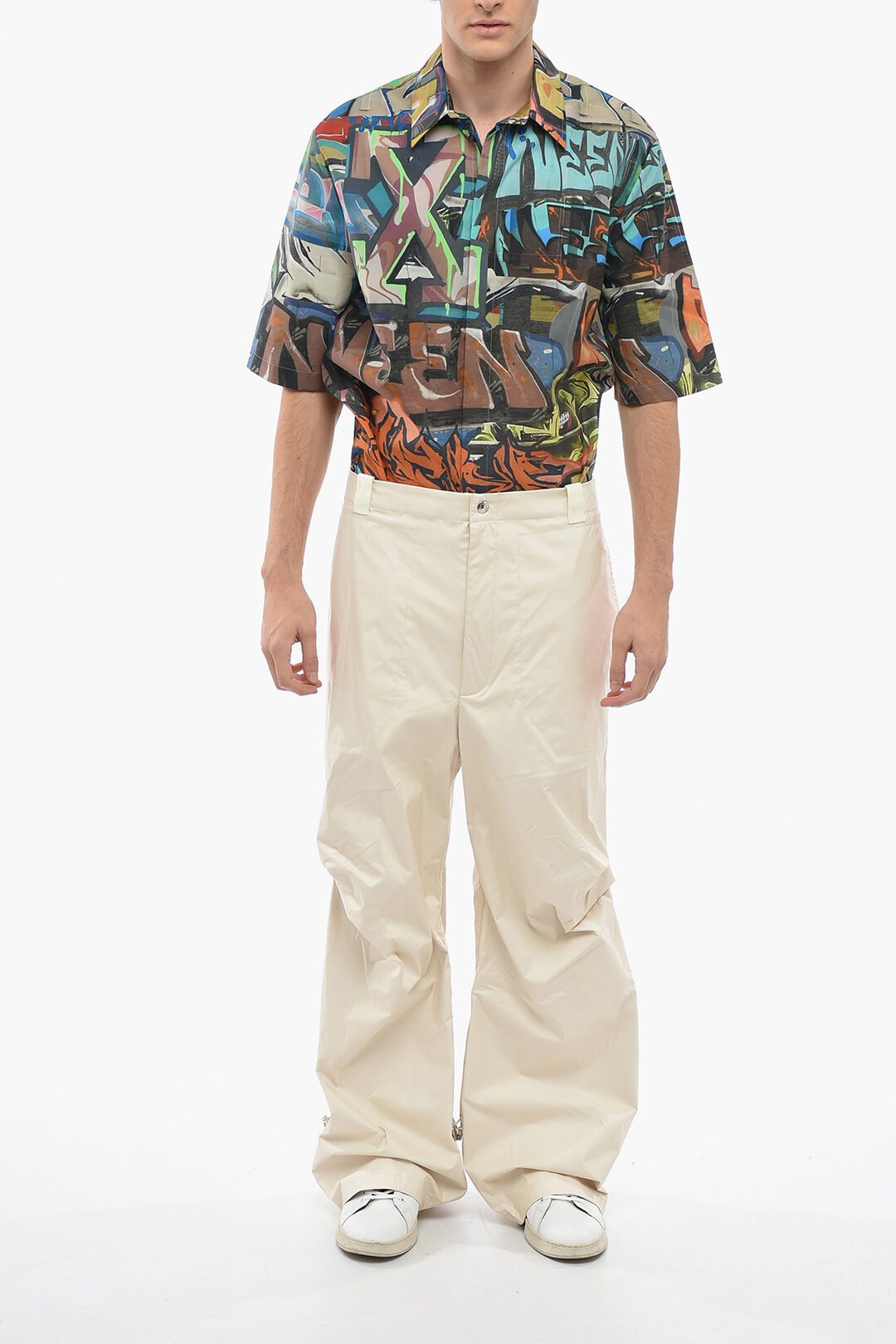 パンツ MONCLER Wide trousers MONCLER GRENOBLE Shell-trimmed cotton-corduroy wide-leg