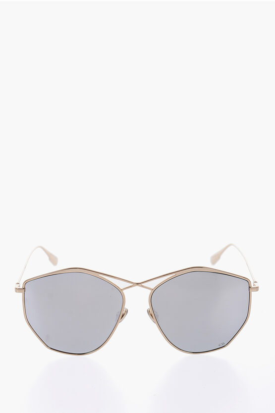 Dior Geometric Frame And Cross Bridge Stellaire 4 Sunglasses In Blue