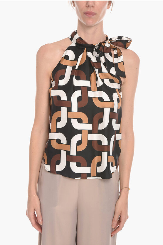 Altea Geometric-patterned Taryn Top With Self-tie Detailing In Multi
