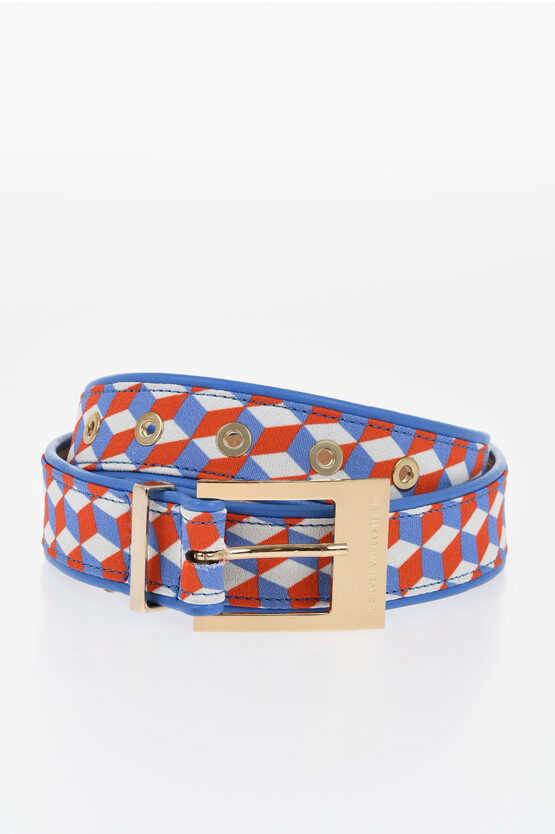 Elisabetta Franchi Geomtric-patterned Belt In Multi