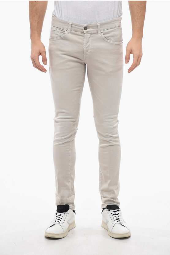 Dondup George Skinny Trousers With Embroidery In Neutral