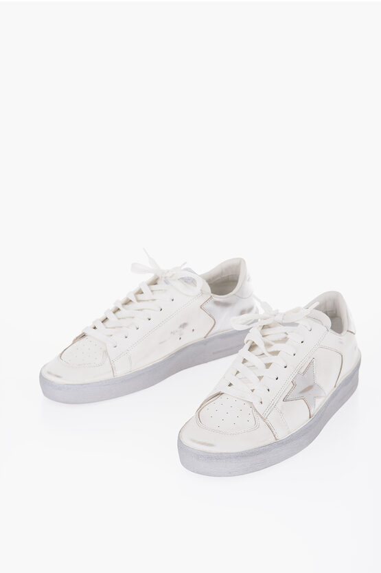 Shop Golden Goose Ggdb Leather Stardan Sneakers With Lamè Details