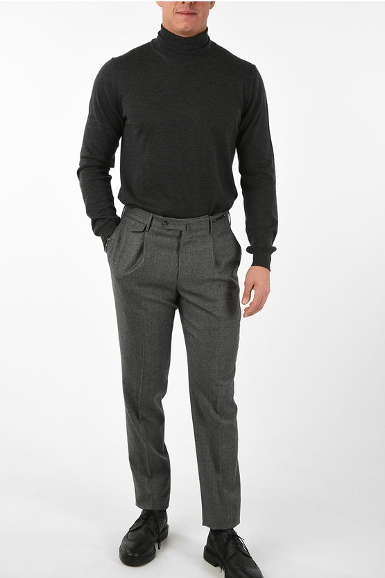 PT01 GHOST PROJECT Pin Check Single Pleat Pants men